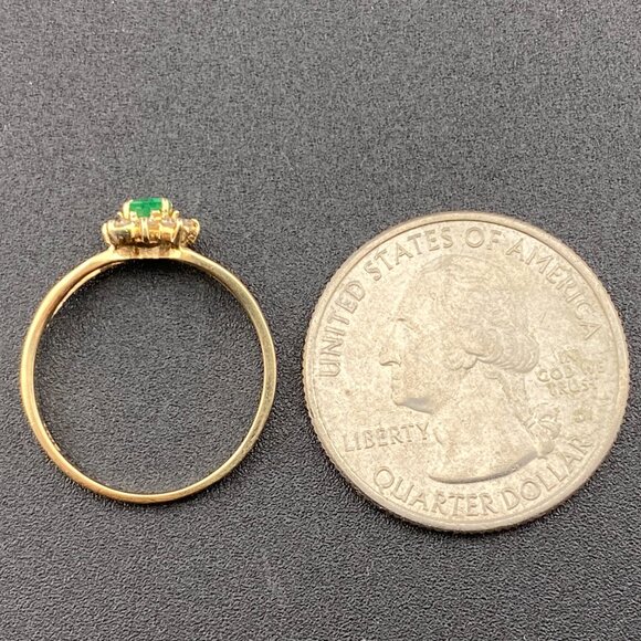 0.18 Ct Natural Emerald 0.12 Ct Diamond Engagement Ring 14K Yellow Gold Sz 6.25 - Picture 9 of 14